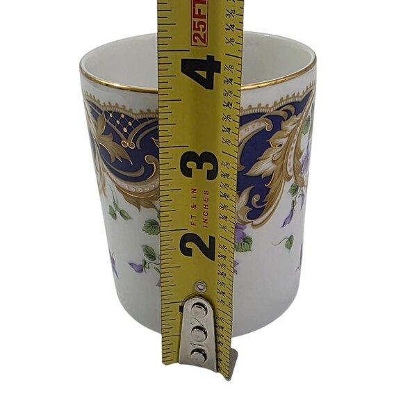 Andrea by Sadek Royal Violets Gold Rim 10 Oz Porcelain Mugs Cups – Set of 2 - Picture 7 of 16